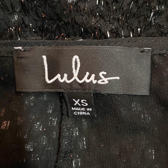 Lulus Black Metallic Crop Top Balloon Sleeves - Picture 5 of 8